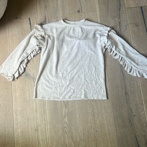 mango, kids, light cream sweater with ruffles